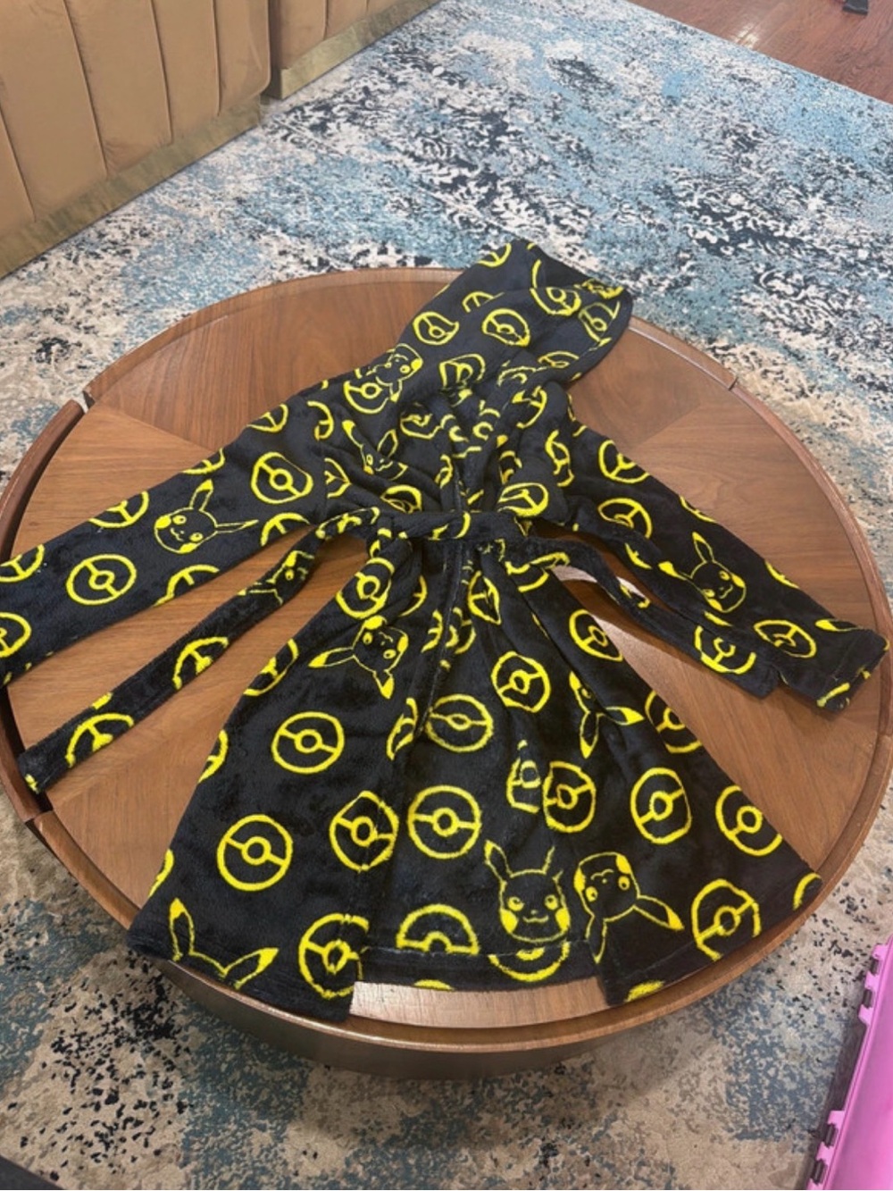 Pokemon Black and Yellow Kids Hooded Pajama Robe